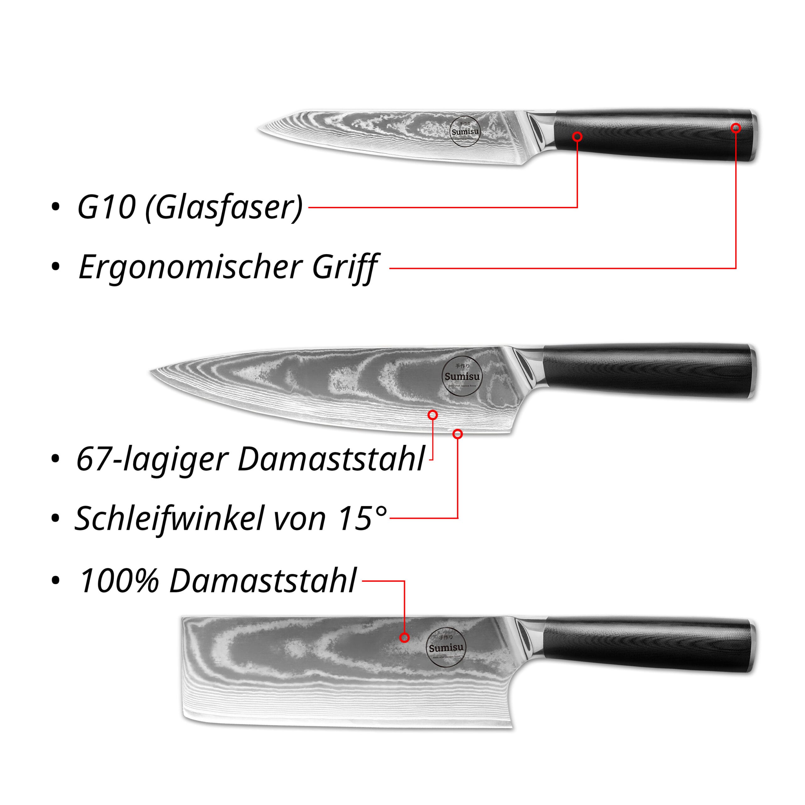 Sumisu Knives 3-teilig Black - Chefkoch USP