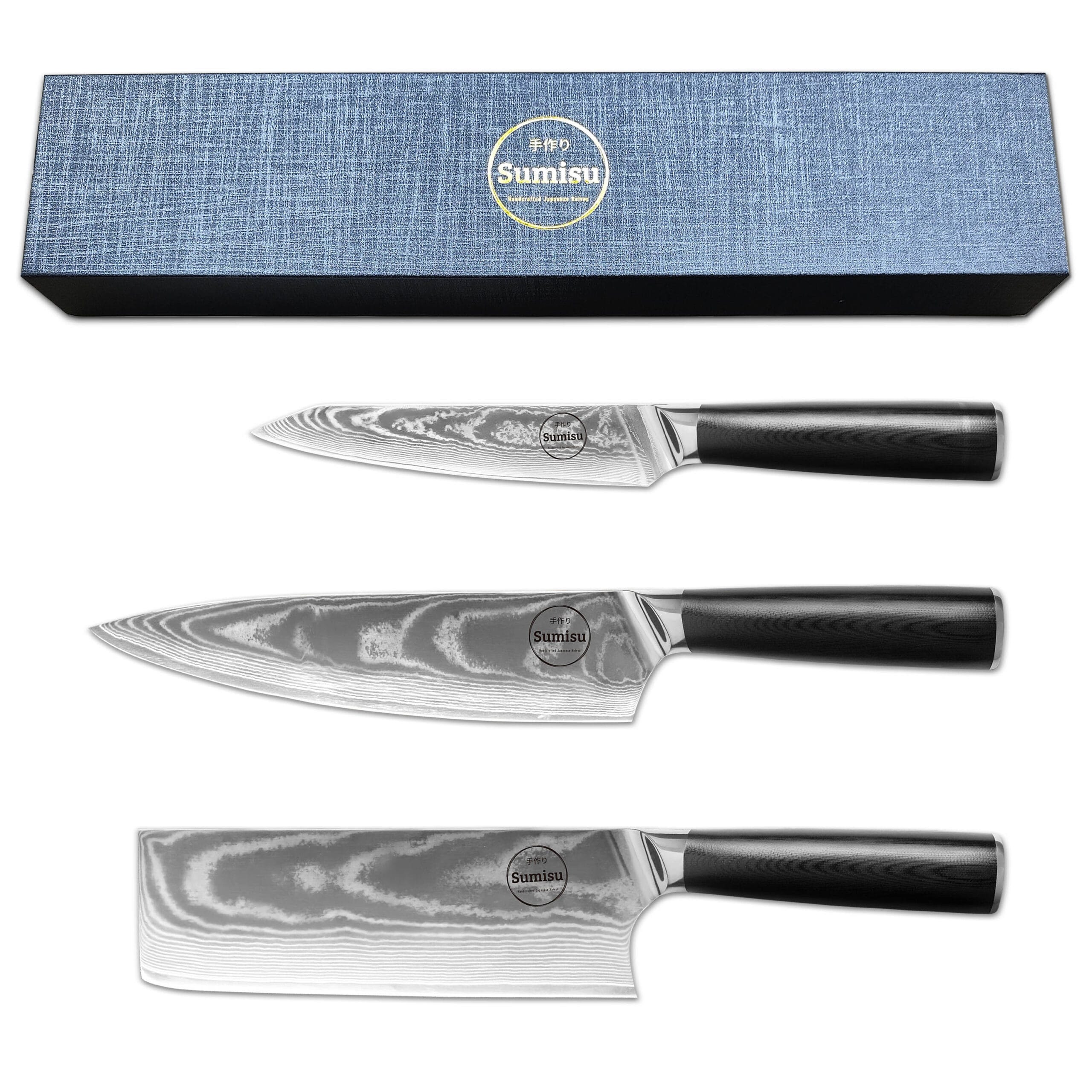 Sumisu Knives 3-teilig Black - Chefkoch mit Verpackung