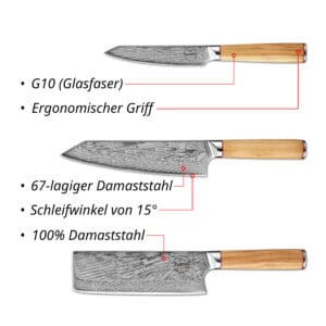 Sumisu Messerset 3-teilig Wood